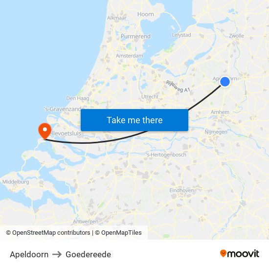 Apeldoorn to Goedereede map