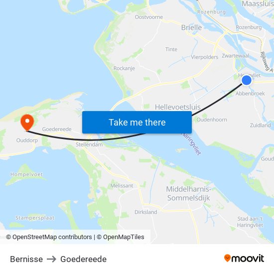 Bernisse to Goedereede map