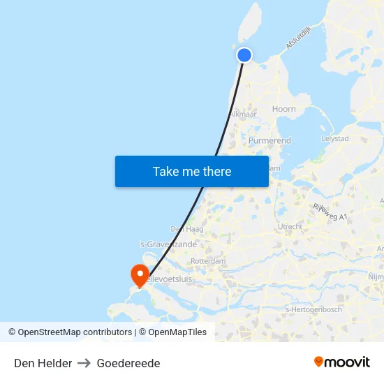 Den Helder to Goedereede map