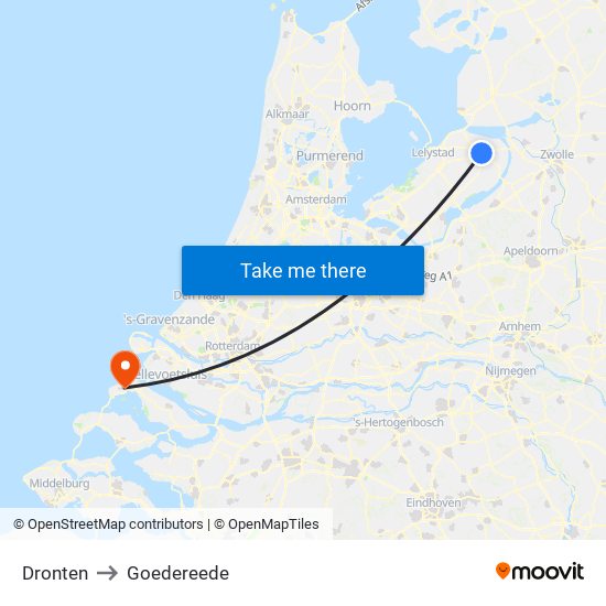 Dronten to Goedereede map