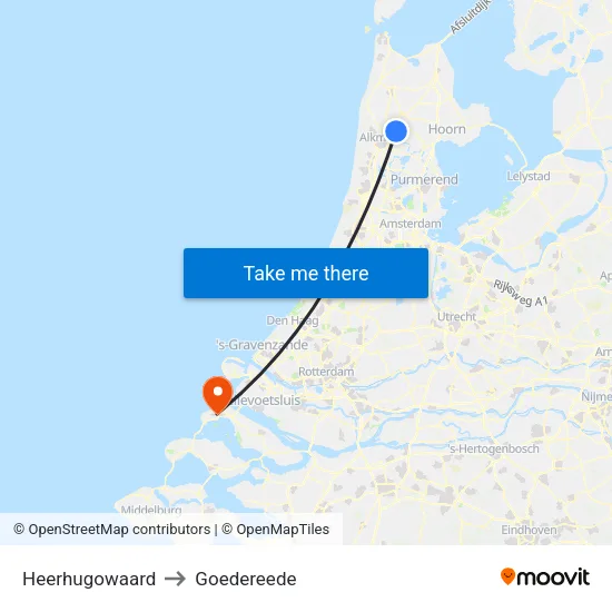 Heerhugowaard to Goedereede map