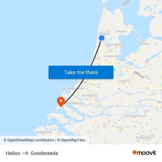 Heiloo to Goedereede map