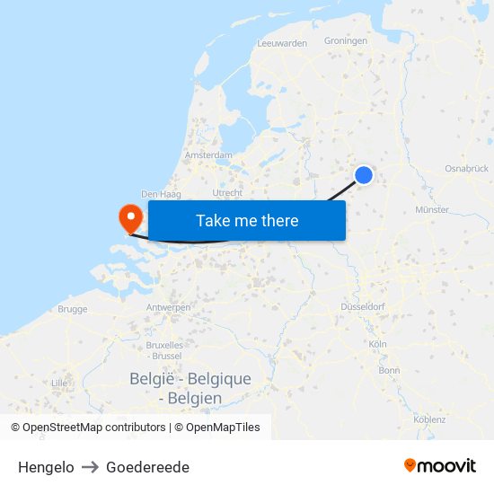 Hengelo to Goedereede map