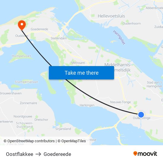 Oostflakkee to Goedereede map