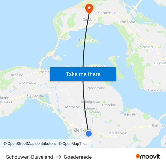 Schouwen-Duiveland to Goedereede map