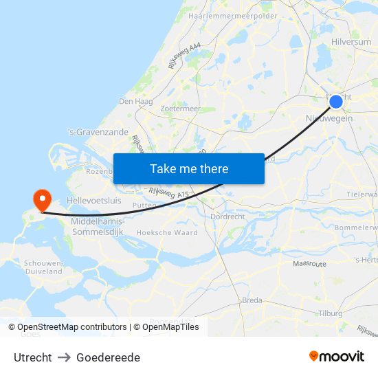 Utrecht to Goedereede map