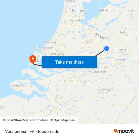 Veenendaal to Goedereede map