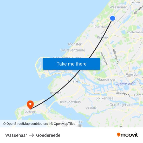 Wassenaar to Goedereede map
