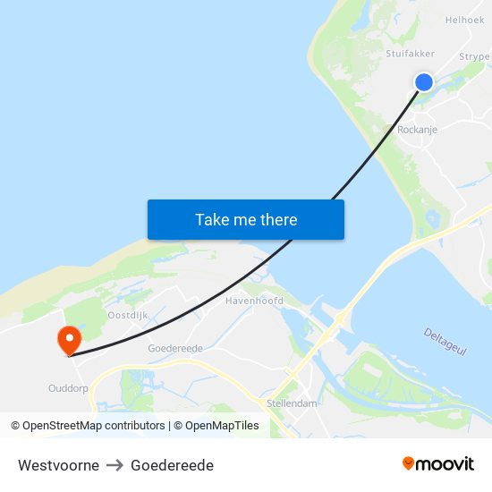 Westvoorne to Goedereede map