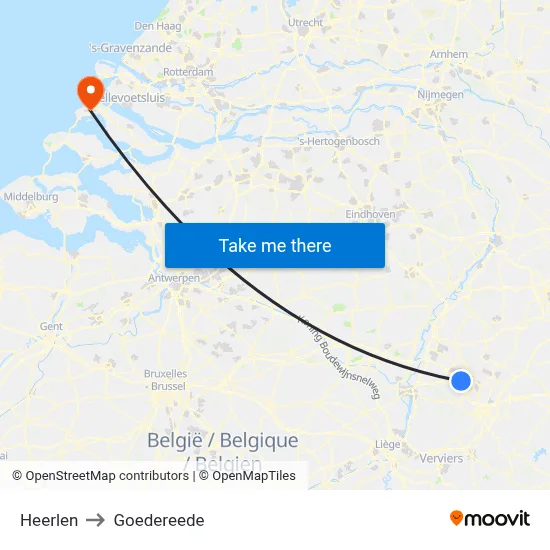 Heerlen to Goedereede map