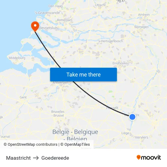 Maastricht to Goedereede map