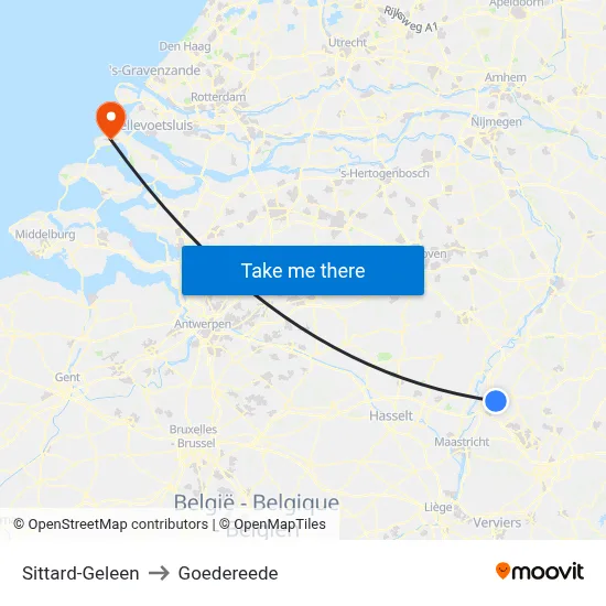 Sittard-Geleen to Goedereede map