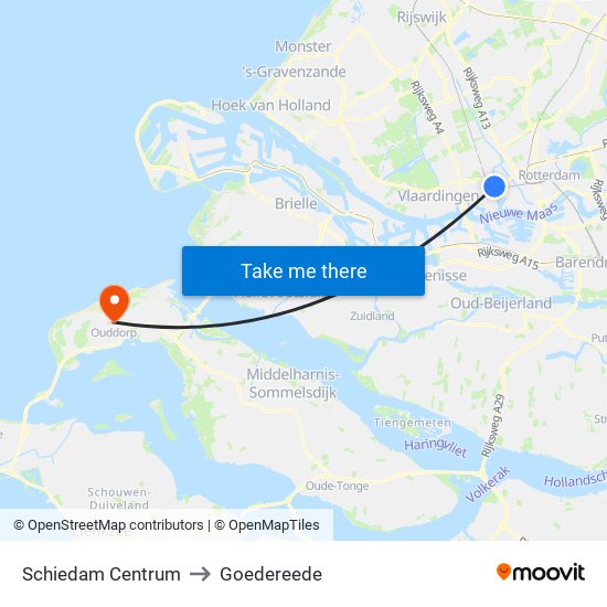 Schiedam Centrum to Goedereede map