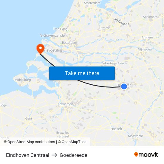 Eindhoven Centraal to Goedereede map