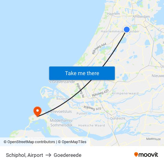 Schiphol, Airport to Goedereede map