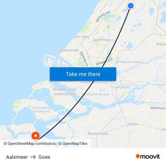 Aalsmeer to Goes map