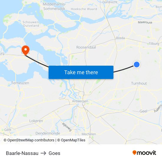 Baarle-Nassau to Goes map