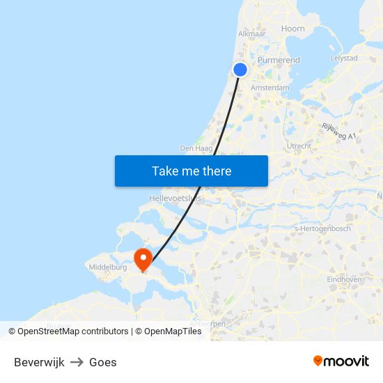 Beverwijk to Goes map