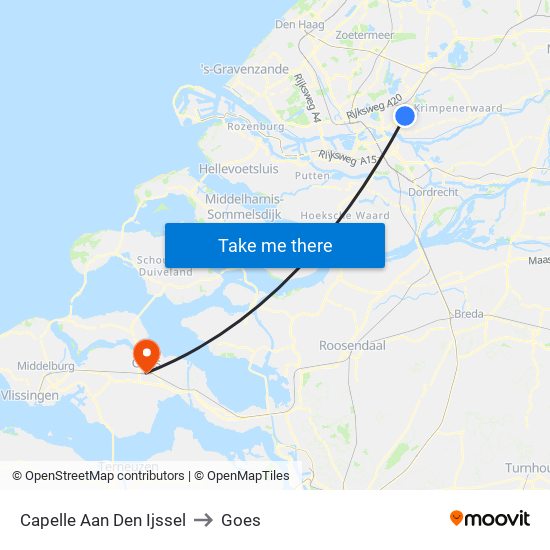 Capelle Aan Den Ijssel to Goes map