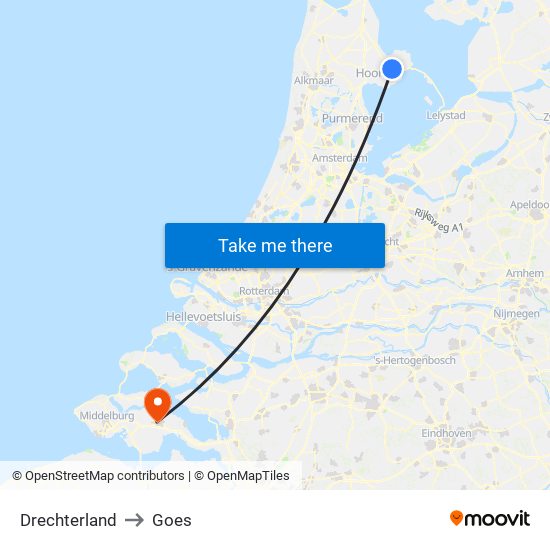 Drechterland to Goes map