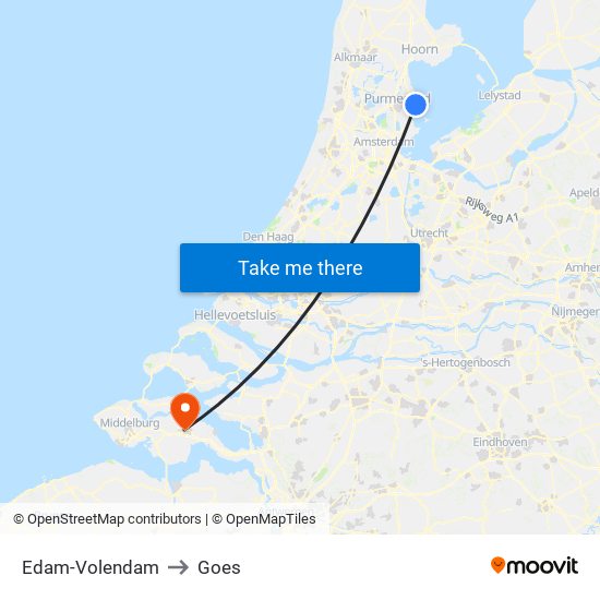 Edam-Volendam to Goes map