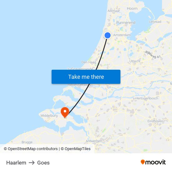 Haarlem to Goes map