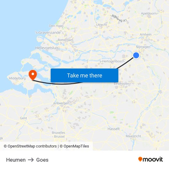 Heumen to Goes map