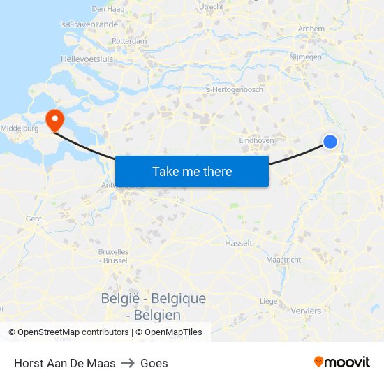 Horst Aan De Maas to Goes map