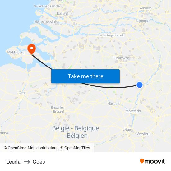 Leudal to Goes map