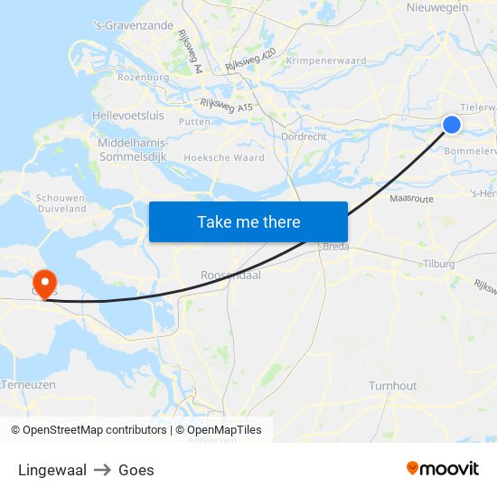 Lingewaal to Goes map