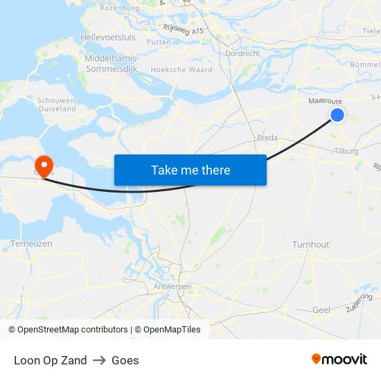 Loon Op Zand to Goes map