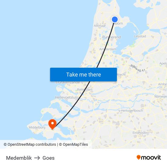 Medemblik to Goes map