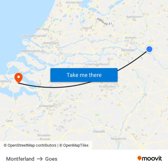 Montferland to Goes map