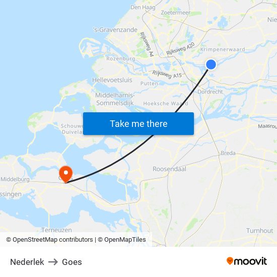 Nederlek to Goes map