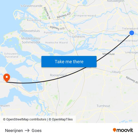 Neerijnen to Goes map