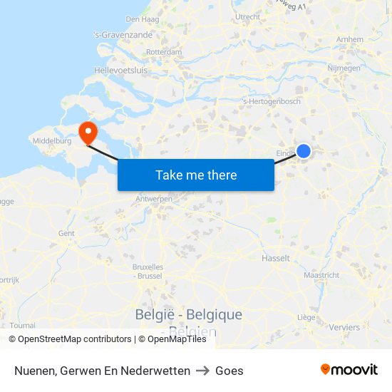 Nuenen, Gerwen En Nederwetten to Goes map