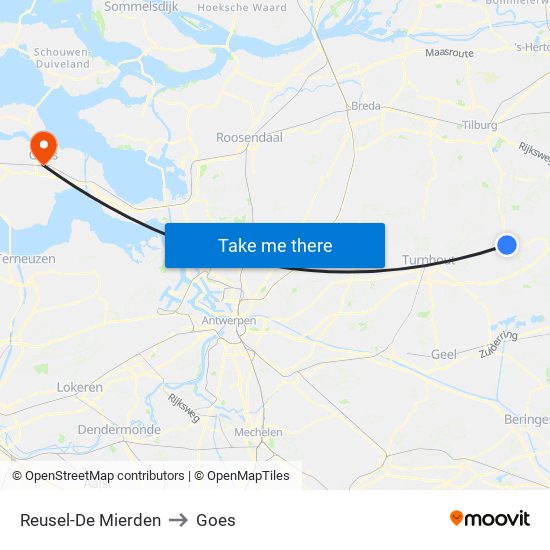 Reusel-De Mierden to Goes map