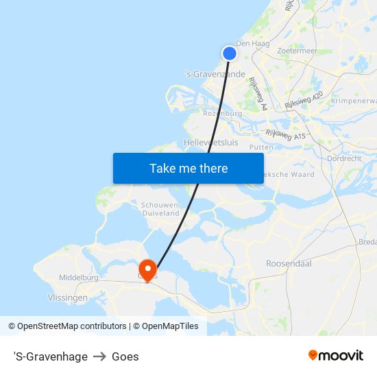 'S-Gravenhage to Goes map