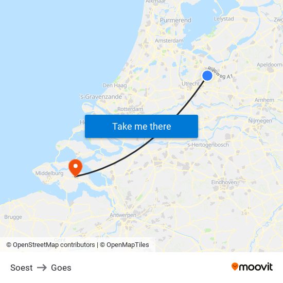 Soest to Goes map
