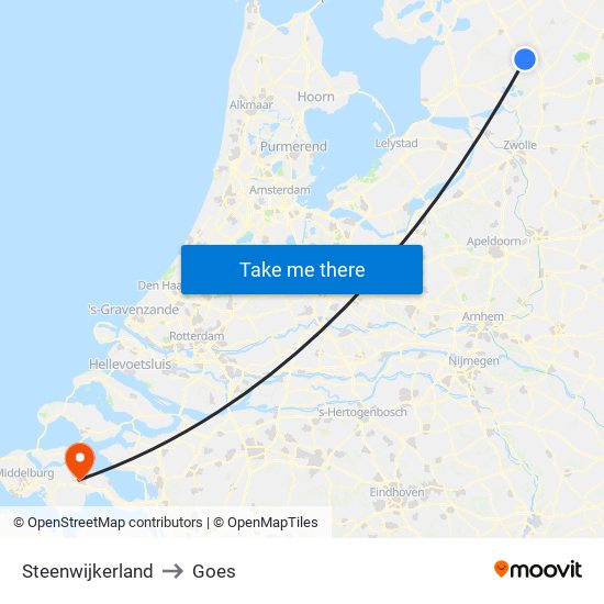 Steenwijkerland to Goes map