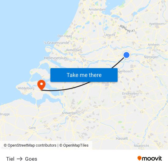 Tiel to Goes map