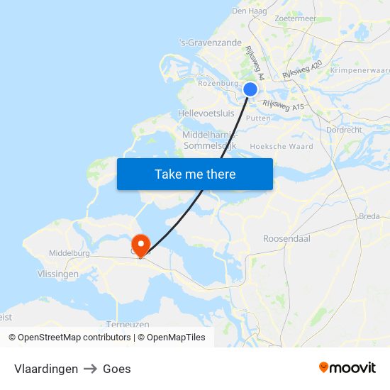 Vlaardingen to Goes map