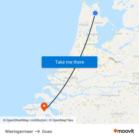 Wieringermeer to Goes map