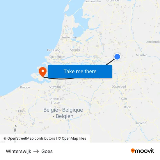 Winterswijk to Goes map