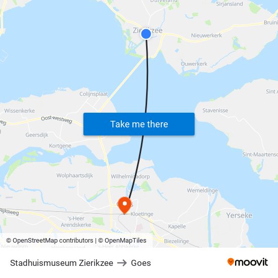 Stadhuismuseum Zierikzee to Goes map