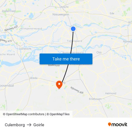 Culemborg to Goirle map