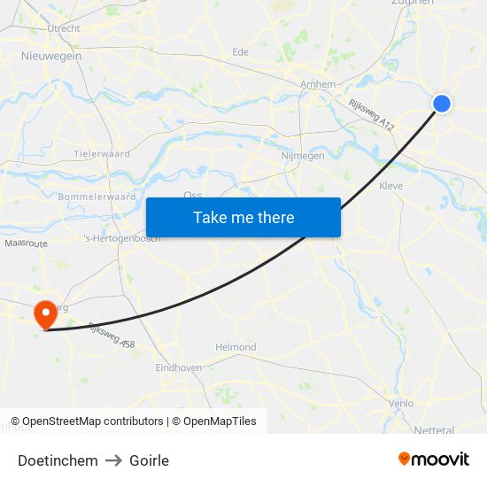 Doetinchem to Goirle map