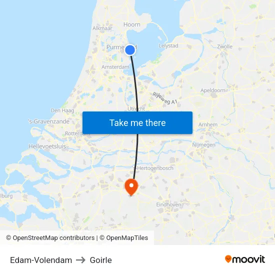 Edam-Volendam to Goirle map