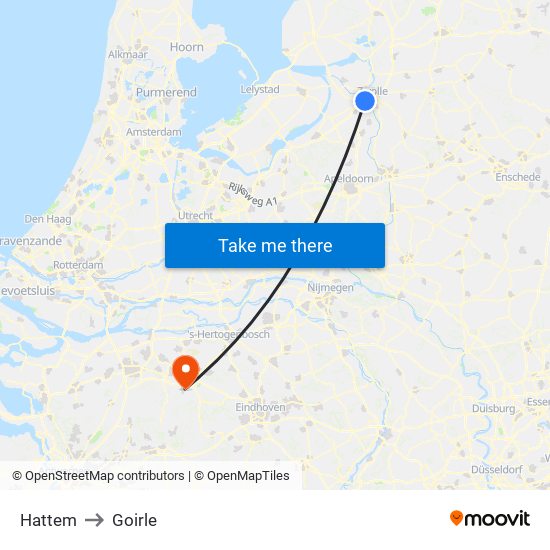 Hattem to Goirle map