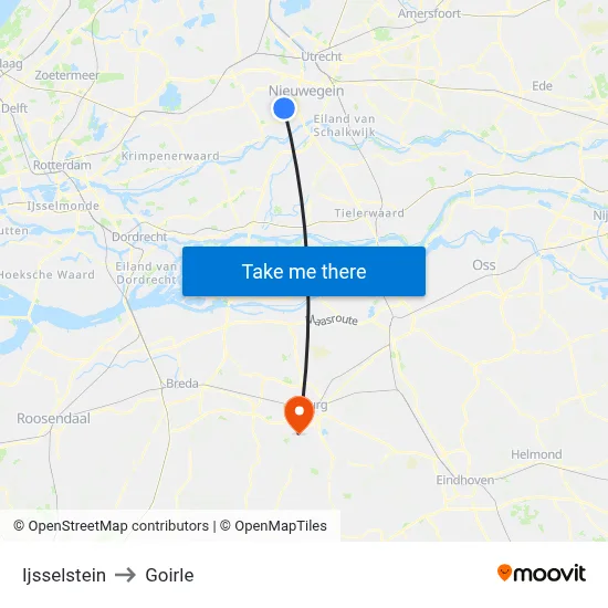 Ijsselstein to Goirle map